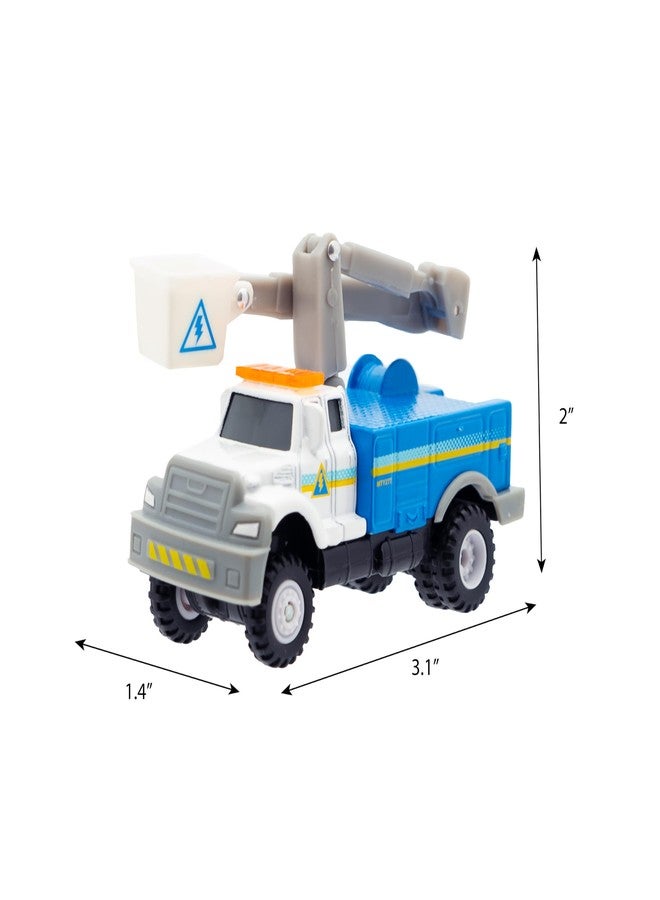 Mighty Fleet Diecast 3-Pack, Snow Shovel, Cherry Picker, and Ambulance, Durable 3” Diecast Vehicles for Kids Ages 3+ - Image 3